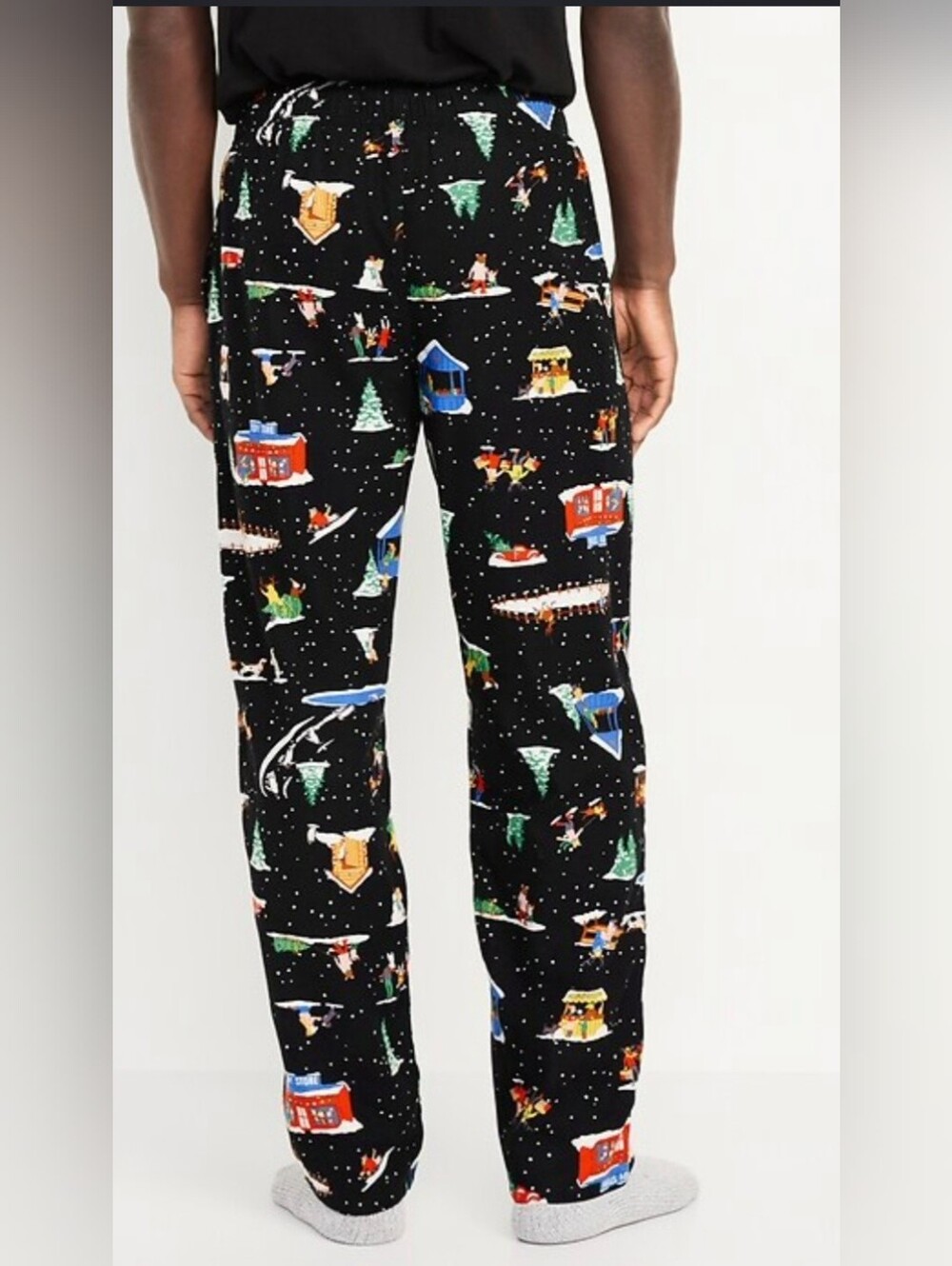 Old Navy Men's Black Holiday Print Lounge Pants Size Large Christmas Winter 4007